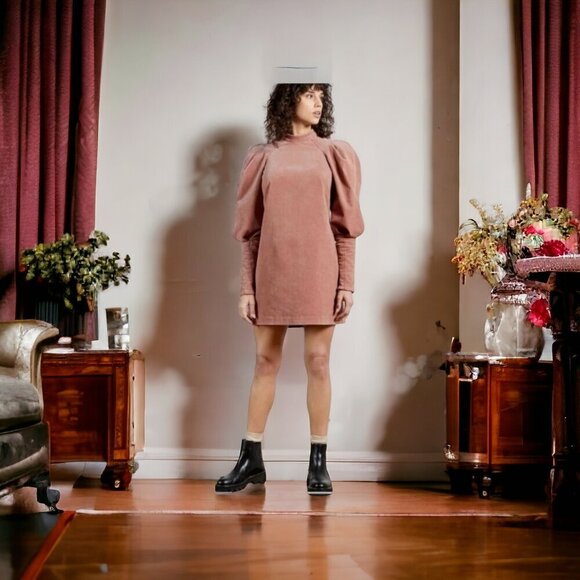 Ted Baker Tipto Exaggerated Long Sleeves Corduroy Mini Dress Size 1 US 4 - Picture 2 of 15
